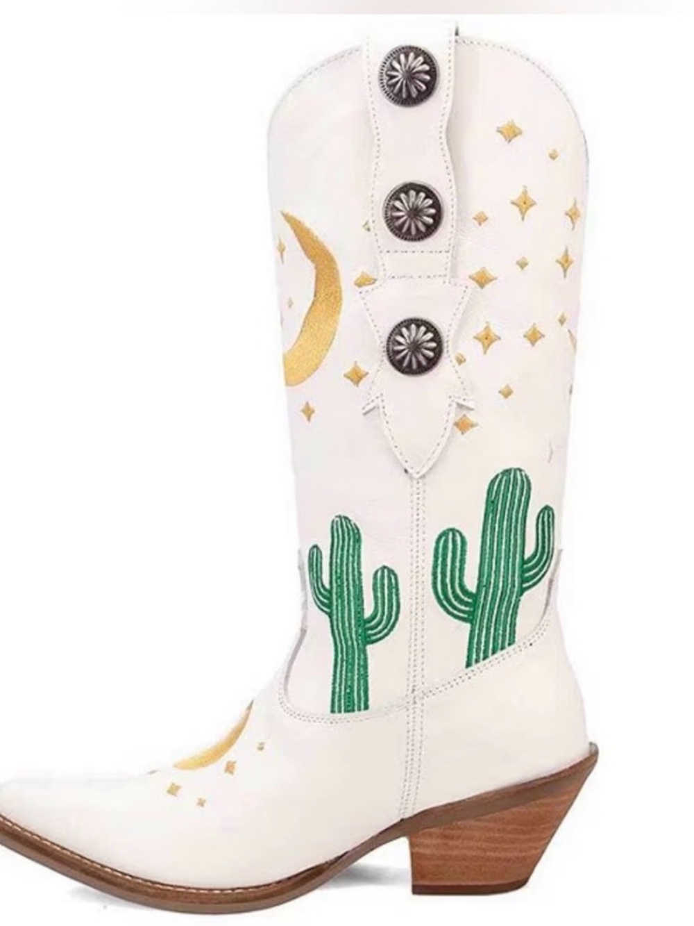 Dingo White Western Cactus Embroidered Mid-Calf Boots - Picture 4 of 9